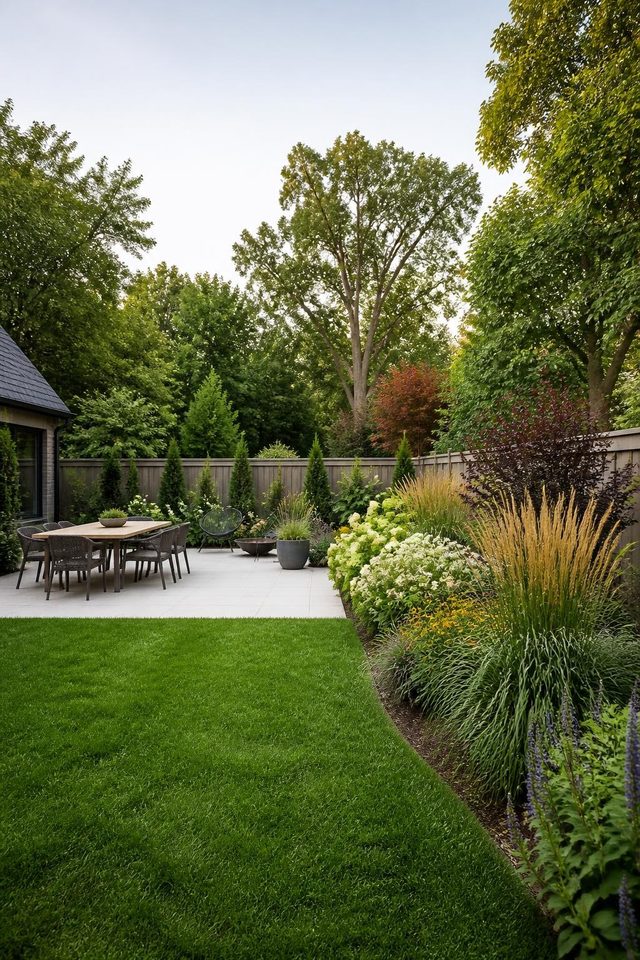 Lush landscaped garden